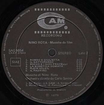 LP Nino Rota: Musiche Da Film