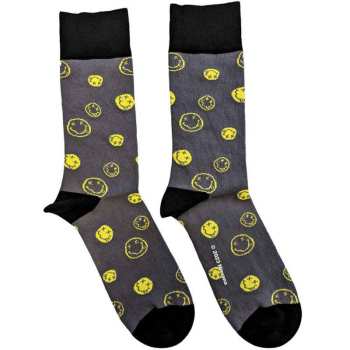 Mercancía Nirvana: Nirvana Unisex Ankle Socks: Mixed Happy Faces (charcoal Grey) (uk Size 4 - 7) 36 - 42