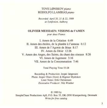 CD Olivier Messiaen: Visions De L'Amen · Pour Deux Pianos