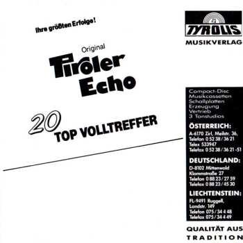 CD Original Tiroler Echo: Ihre Größten Erfolge