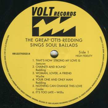LP Otis Redding: The Great Otis Redding Sings Soul Ballads