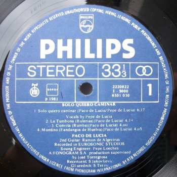 LP Paco De Lucía: Solo Quiero Caminar