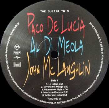 LP Paco De Lucía: The Guitar Trio LTD