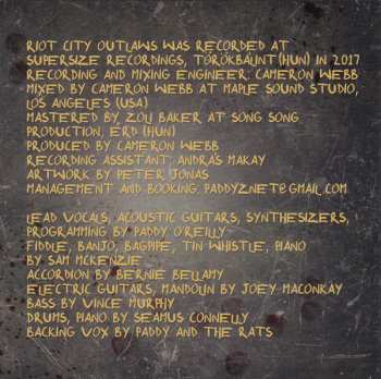 CD Paddy And The Rats: Riot City Outlaws