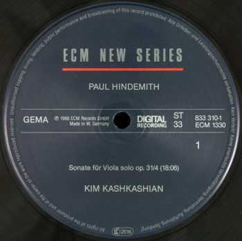 3LP/Caja Paul Hindemith: Sonatas For Viola / Piano And Viola Alone