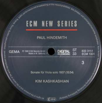 3LP/Caja Paul Hindemith: Sonatas For Viola / Piano And Viola Alone