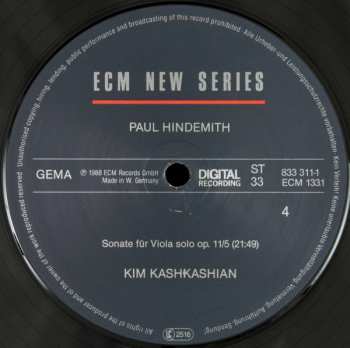 3LP/Caja Paul Hindemith: Sonatas For Viola / Piano And Viola Alone