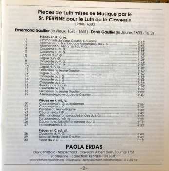 CD Paola Erdas: Pieces Pour Le Luth Ou Le Clavecin Mises En Musique Par Le Sr. Perrine, Paris 1680