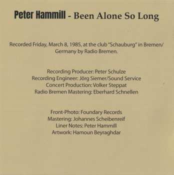 2CD Peter Hammill: Been Alone So Long (The Naked Songs - Tour, Bremen 1985)