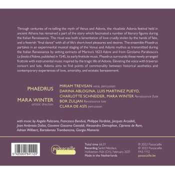 CD Phaedrus: Adonia - 16th Century Music To Lament A Fallen God