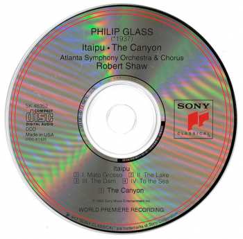 CD Philip Glass: Itaipu / The Canyon