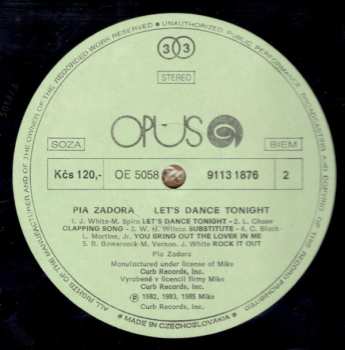 LP Pia Zadora: Let's Dance Tonight