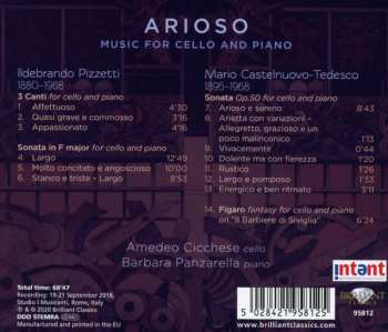 CD Mario Castelnuovo Tedesco: Arioso: Music For Cello And Piano