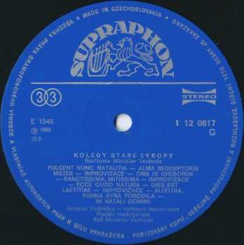 LP Prague Madrigal Singers: Koledy Staré Evropy