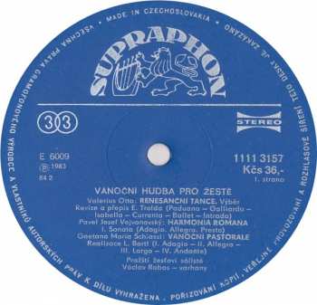 LP Václav Rabas: Vánoční Hudba Pro žestě / Christmas Brass Music