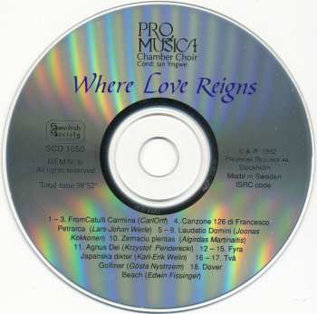 CD Pro Musica Chamber Choir: Where Love Reigns