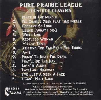 CD Pure Prairie League: Concert Classics Volume 1
