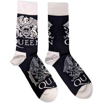 Mercancía Queen: Queen Unisex Ankle Socks: White Crests (navy Blue) (uk Size 4 - 7) 36 - 42