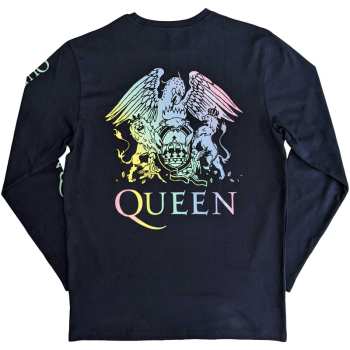 Mercancía Queen: Queen Unisex Long Sleeve T-shirt: Rainbow Crest (back & Sleeve Print) (small) S