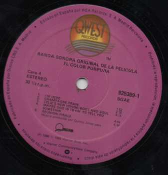 2LP Quincy Jones: Banda Sonora Original De La Pelicula El Color Purpura = The Color Purple