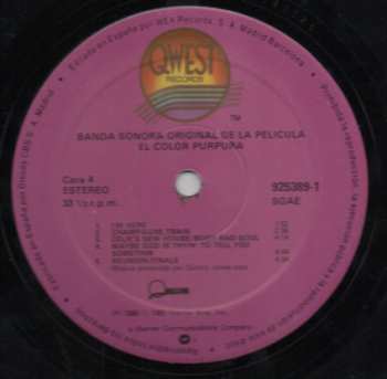 2LP Quincy Jones: Banda Sonora Original De La Pelicula El Color Purpura = The Color Purple