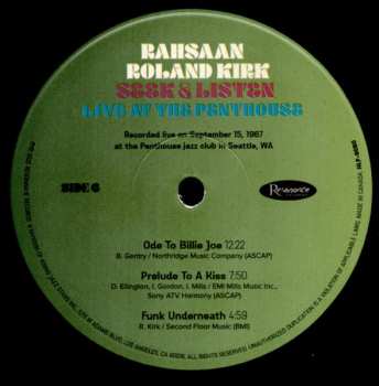 2LP Roland Kirk: Seek & Listen: Live At The Penthouse DLX | LTD | NUM