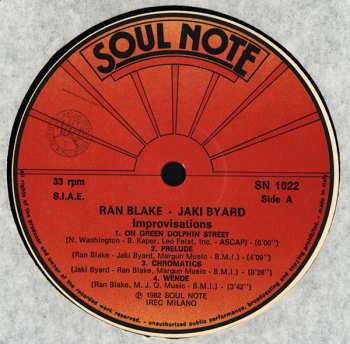 LP Ran Blake: Improvisations