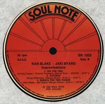 LP Ran Blake: Improvisations