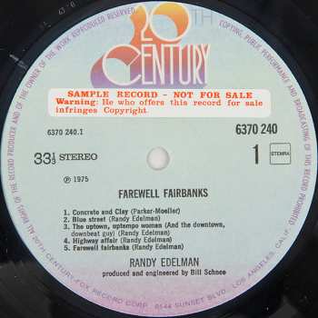 LP Randy Edelman: Farewell Fairbanks