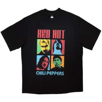 Mercancía Red Hot Chili Peppers: Red Hot Chili Peppers Unisex Oversized Boxy T-shirt: Portrait Photos (black) (small) S