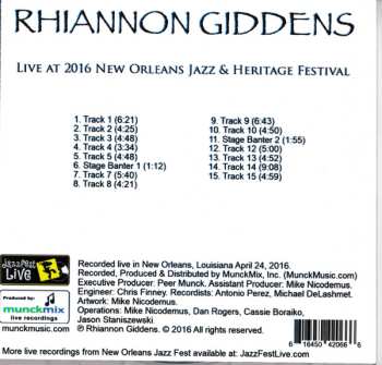 CD Rhiannon Giddens: Recorded Live At 2016 New Orleans Jazz & Heritage Festival