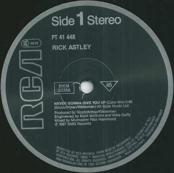 LP Rick Astley: Never Gonna Give You Up