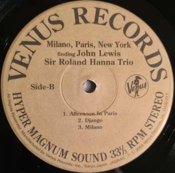 LP Roland Hanna Trio: Milano, Paris, New York LTD