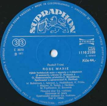 LP Rudolf Friml: Rose Marie - Scény Z Operety