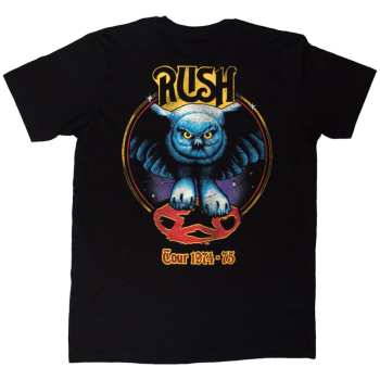 Mercancía Rush: Rush Unisex T-shirt: Tour '74-'75 (black) (back Print) (small) S
