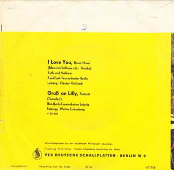 SP Rundfunk-Tanzorchester Leipzig: I Love You / Gruß An Lilly
