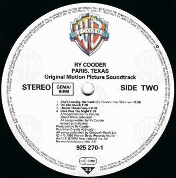 LP Ry Cooder: Paris, Texas (Original Motion Picture Soundtrack)