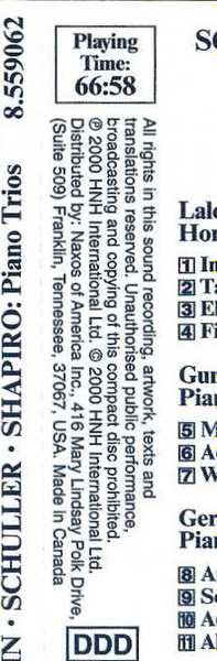 CD Lalo Schifrin: Piano Trios