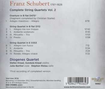 CD Franz Schubert: Complete String Quartets, Volume 2 (String Quartet D112 / String Quartet D353 / Overture D470)