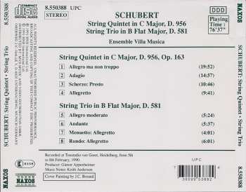 CD Franz Schubert: String Quintet In C Major, D. 956 / String Trio In B Flat Major, D. 581