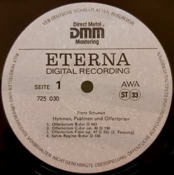 LP Franz Schubert: Hymnen, Psalmen Und Offertorien