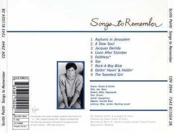 CD Scritti Politti: Songs To Remember