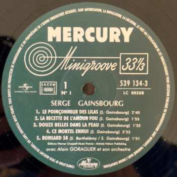 LP Serge Gainsbourg: Du Chant À La Une !...