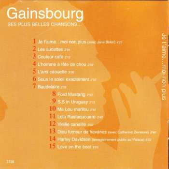 CD Serge Gainsbourg: Ses Plus Belles Chansons Vol 2 Je T'aime... Moi Non Plus