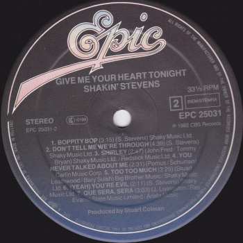 LP Shakin' Stevens: Give Me Your Heart Tonight
