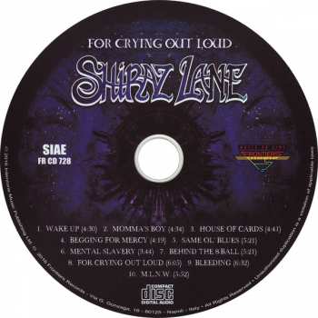 CD Shiraz Lane: For Crying Out Loud
