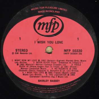 LP Shirley Bassey: I Wish You Love