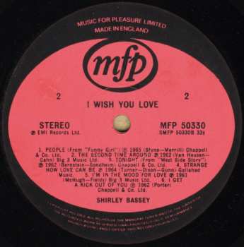 LP Shirley Bassey: I Wish You Love