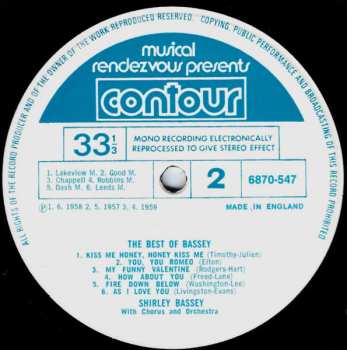 LP Shirley Bassey: The Best Of Bassey