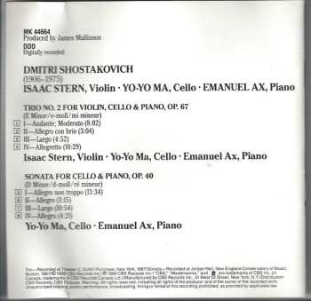 CD Yo-Yo Ma: Trio. Op. 67 • Sonata For Cello & Piano